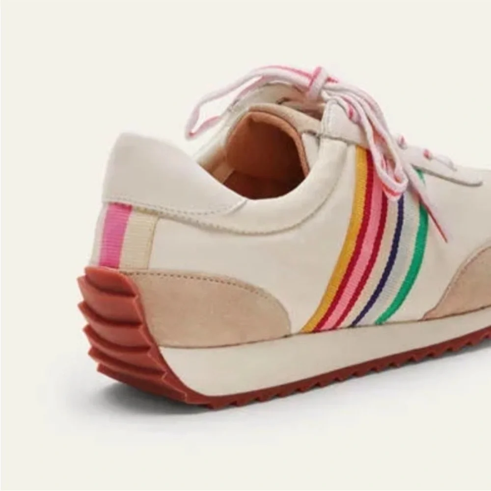 BODEN Striped Runner Trainers Tennis Shoe Sneaker Rainbow Sneaker Sz 38 US 7